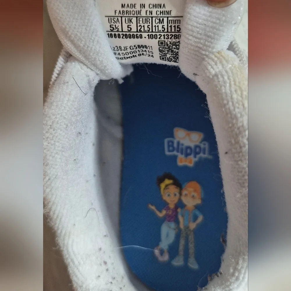 Reebok Kids Sneakers in White and Blue with Orange Accents